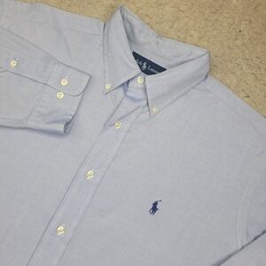 Ralph Lauren Yarmouth Shirt Mens 16 32/33 Blue Long Sleeve Button Down Oxford